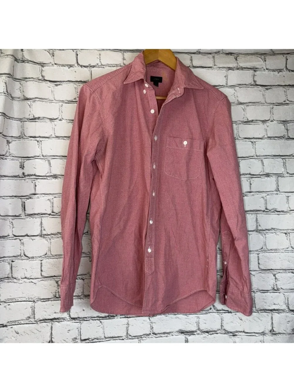 J Crew Shirt Men's Small Red Button Up  Long Sleeve Workshirt Salmon Western